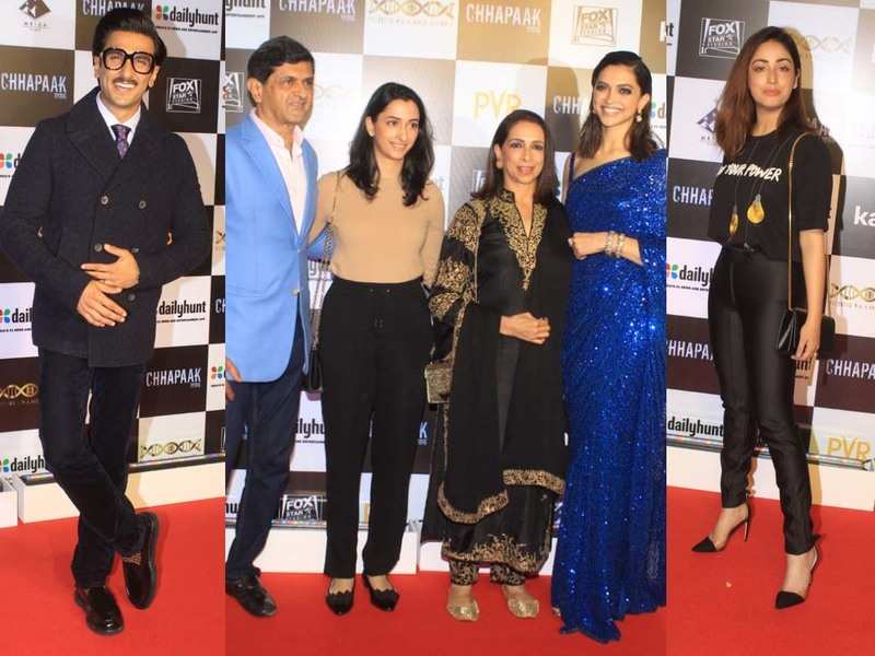 Photos: Ranveer Singh, Deepika Padukone's family, Yami Gautam and other Bollywood celebs attend 'Chhapaak' screening