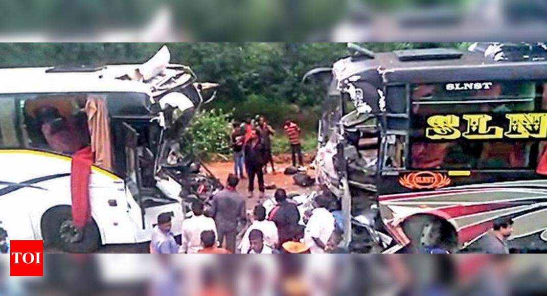 Two killed, 29 hurt as buses collide | Vijayawada News - Times of India