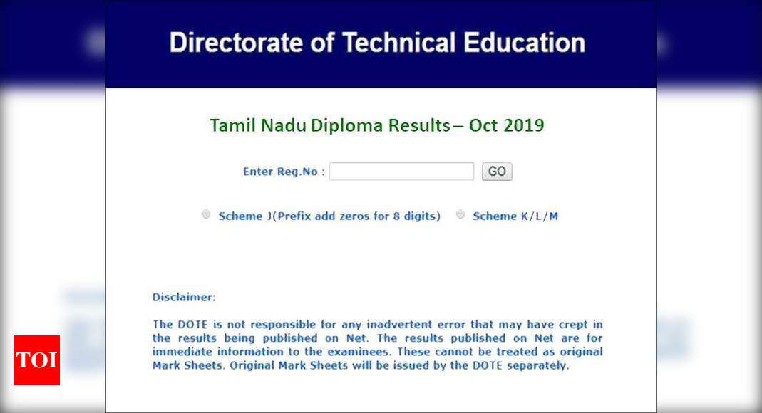 Tn Diploma Result Tndte Dote Diploma Result For October Announced Tndte Gov In