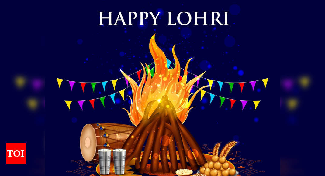 Happy lohri holiday festival of punjab india, vector illustration. posters  for the wall • posters worship, woman, vector | myloview.com