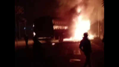 UP: Many feared dead after bus catches fire in Kannauj