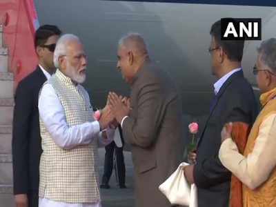 PM Modi arrives in Kolkata on two-day visit, protests outside airport gate
