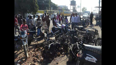 Residents stage protest as 13 bikes charred in Kolar