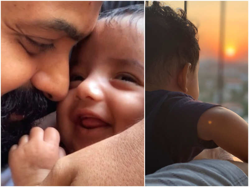 Kunchacko Boban Baby: Sun and Son! Lil Izahaak enjoying sunset with his