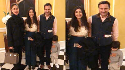 This unseen picture of Saif Ali Khan-Kareena Kapoor Khan and Taimur posing with a fan in London is too cute