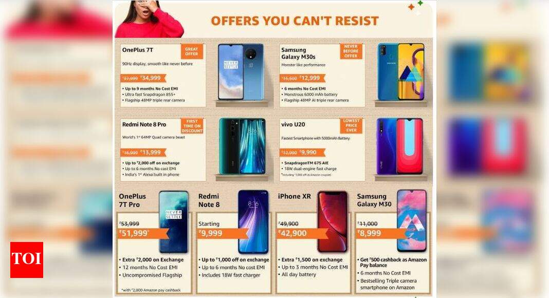Amazon Mobile Sale Up to 20 off on Redmi Note 8 Pro, Galaxy M30s, OnePlus 7T and more Times