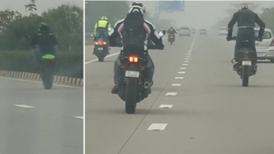 On cam: Bikers perform stunt on Yamuna Expressway