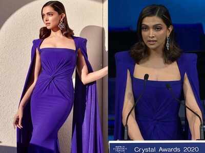 Photos: Deepika Padukone stuns in a blue ensemble as she attends the World  Economic Forum Crystal Awards at Davos | Hindi Movie News - Times of India