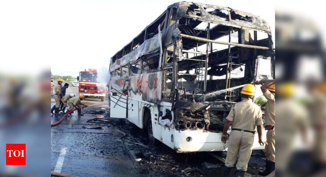 Narrow escape for 30 passengers as Bengaluru-bound bus catches fire ...