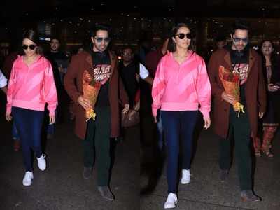 Photos: Varun Dhawan and Shraddha Kapoor get snapped at the airport as they arrive in Mumbai