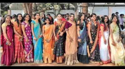 Saree day celebrations at Panchwati College
