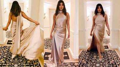 Priyanka Chopra flaunts her svelte body in beautiful satin gown as she attends pre Grammys Gala night