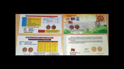 Coimbatore: Postal cover featuring first coin of Republic India released