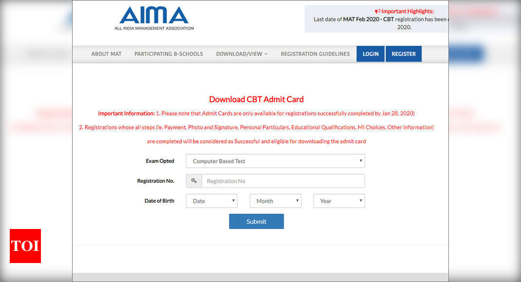 Mat Admit Card 2020 For Cbt Mode Exam Released Mat Aima In