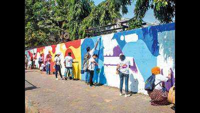 Over 200 Mumbaikars paint station wall in support of mental health