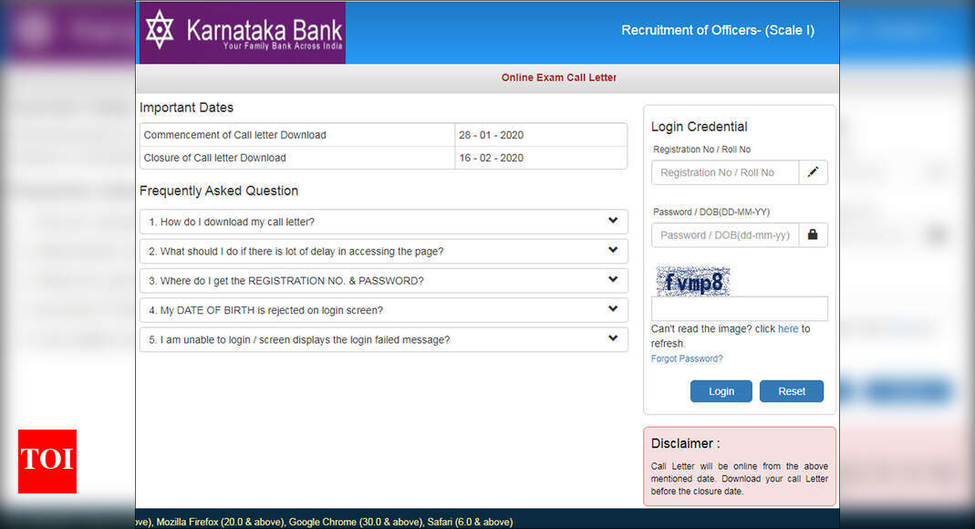 Karnataka Bank Officer ScaleI admit card 2020 released; download here