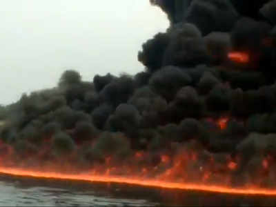 Fire On Water Burhidihing River Blaze Brought Under Control Guwahati News Times Of India