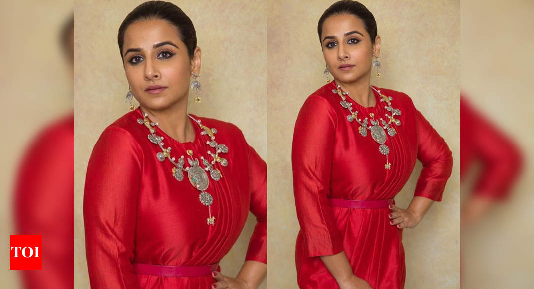 Vidya Balan wears a HOT red dress like a sari - Times of India