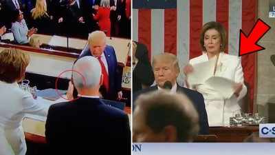 Watch: Trump snubs Nancy Pelosi’s handshake as she tears up his speech