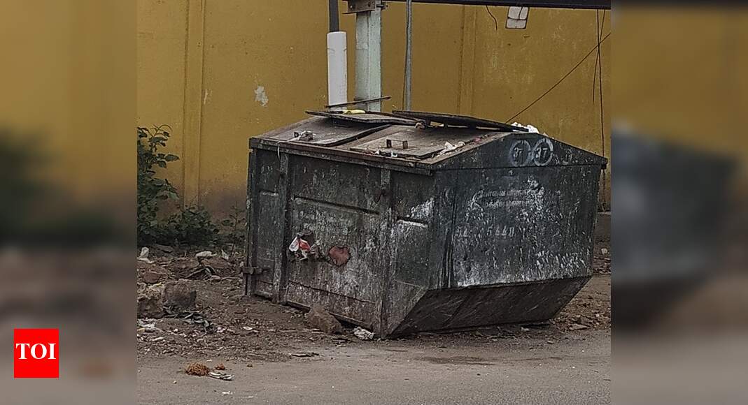 Damaged Garbage Bin and Spillage of Garbage Times of India