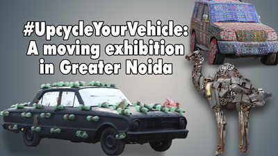 A glimpse of recycled vehicles at the ongoing Auto Expo in Gr Noida