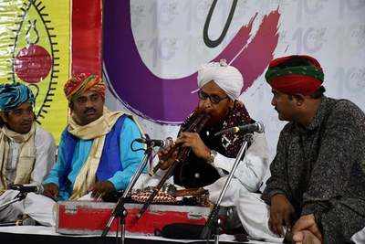 A Rajasthani folk performance enthrals college students