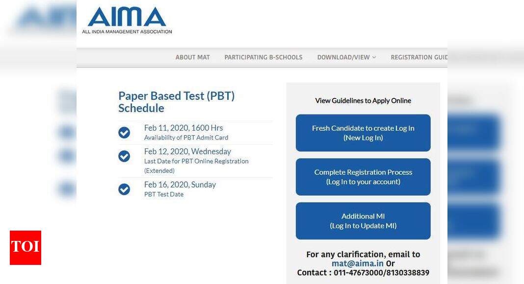 Mat Exam AIMA MAT 2020 registration date extended for February PBT