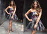 Sara's strapless bustier dress is the party outfit of the season
