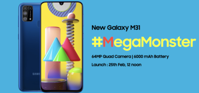 Samsung Galaxy M31 with 64MP quad-camera setup to launch on February 25