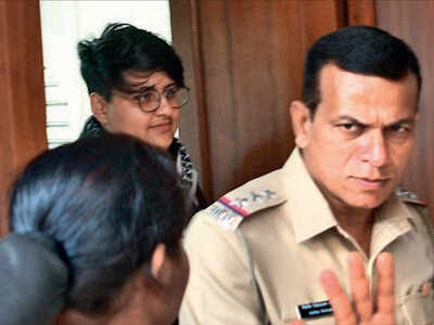 Uravashi Chudawala at the Azad Maidan police station on Wednesday
