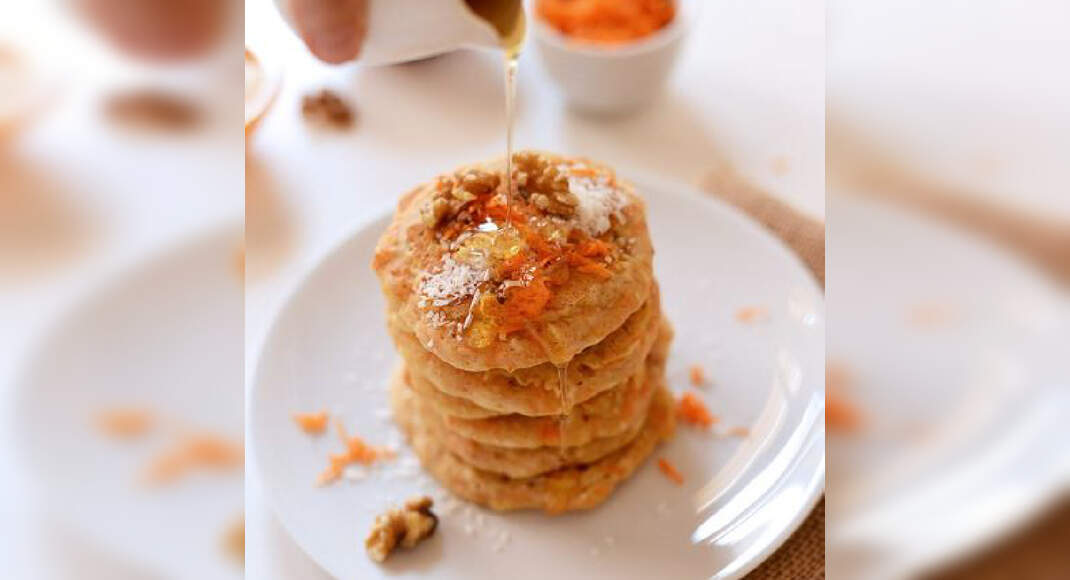 Carrot Cake Pancakes Recipe: How to Make Carrot Cake Pancakes Recipe | Homemade Carrot Cake Pancakes
