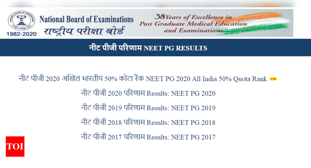 Neet Pg Result Neet Pg 2020 All India 50 Quota Rank Released