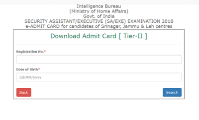 IB Security Assistant exam admit card for Srinagar, Jammu & Leh released