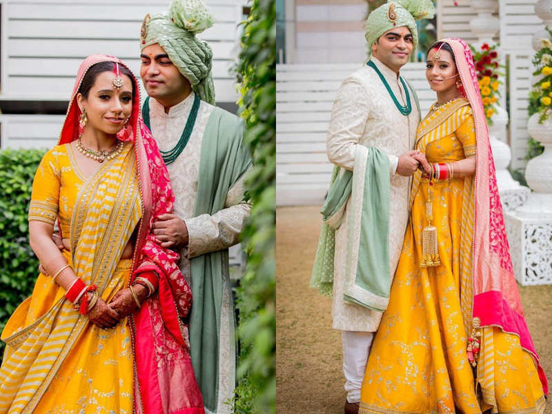 This pretty bride from Lucknow proved yellow is the lehenga colour of the  season - Times of India