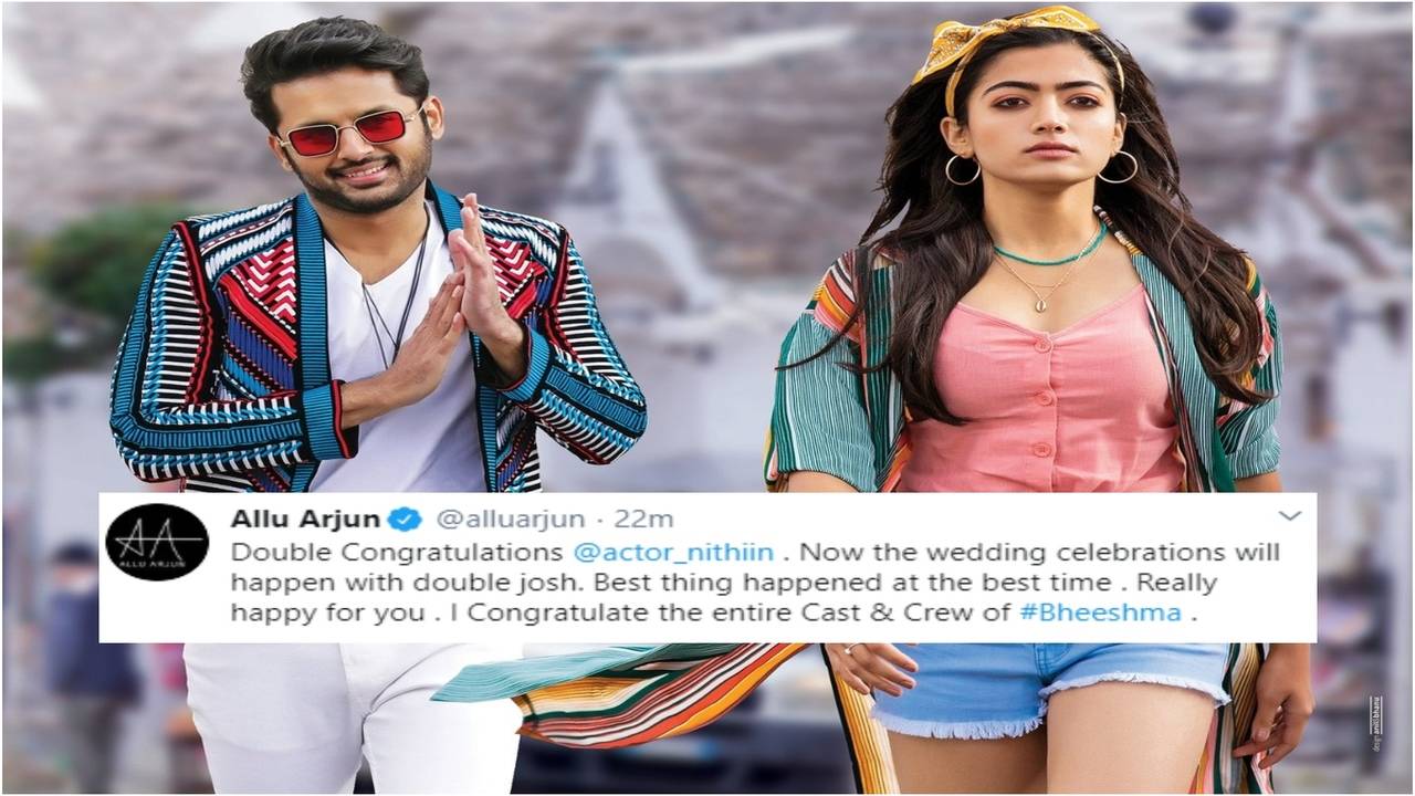 Allu Arjun heap praises on Bheeshma double congrats Nithiin for