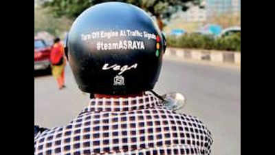 Hyderabad techies team up, flaunt helmets with messages on fuel saving, blood donation