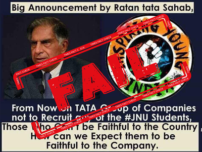 FAKE ALERT: No, Ratan Tata did not say Tata Group will not recruit from JNU