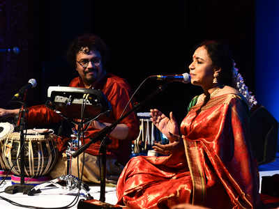 Sudha Raghunathan and Bickram Ghosh performed at the Omkara concert at the Narada Gana Sabha