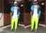 Ranveer Singh opts for vibrant look for his dubbing studio visit; pairs neon pants with white t-shirt and blue jacket