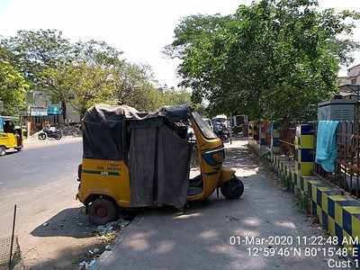 Footpath encroached by Auto