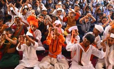 Students celebrated Marathi Language Day with bhajans and abhangas