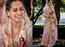 This NRI Hollywood actress wore a Tarun Tahiliani pink and green pearl sari for her Maharashtrian wedding