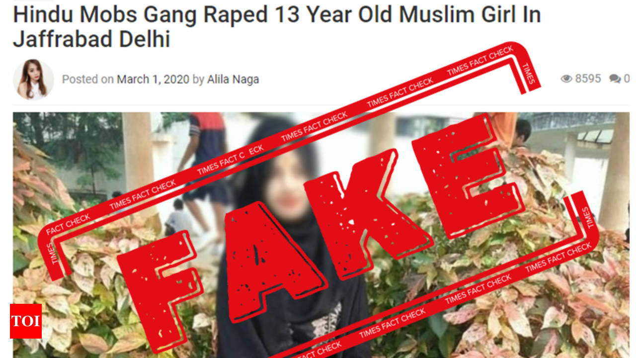 FAKE ALERT: News of Muslim girl gangraped by Hindu mobs in Delhi fake -  Times of India