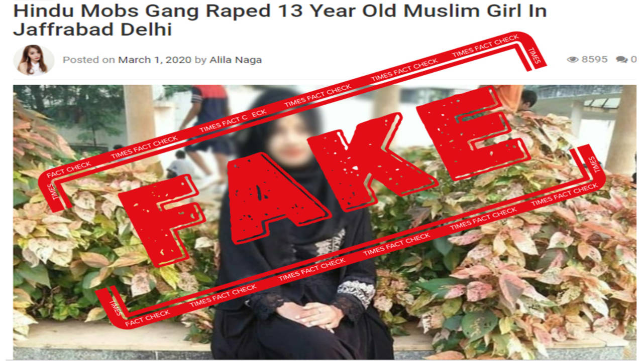 FAKE ALERT: News of Muslim girl gangraped by Hindu mobs in Delhi fake -  Times of India