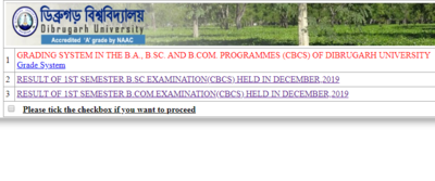 Dibrugarh University Result for BSc, BCom 1st Semester declared at dibruexam.in