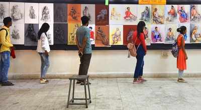 Students of Government College of Arts & Science put forth their annual exhibition