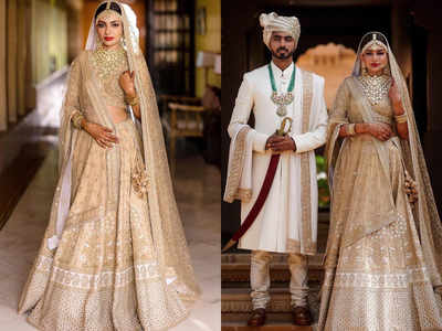 This beautiful dermatologist wore the most gorgeous golden lehenga on her royal Rajasthan wedding