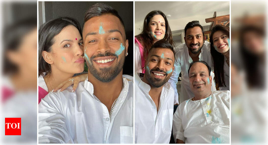 Lovebirds Hardik Pandya and Natasa Stankovic celebrate Holi with their