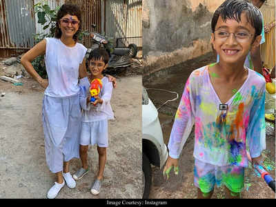 Aamir Khan wishes fans ‘Holi Mubarak’ with UNSEEN colourful clicks of son Azad and wife Kiran Rao