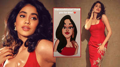 Janhvi Kapoor is swooning over a caricature of hers made by a fan